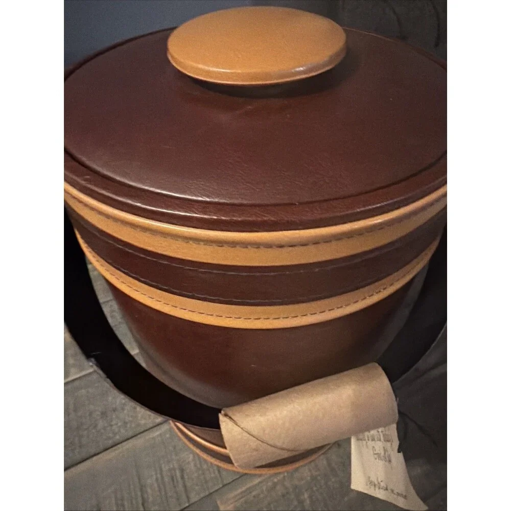 George Briard ︱Ice Bucket︱NEW︱MCM︱Vintage︱w/ Tags︱Brown Leather︱USA